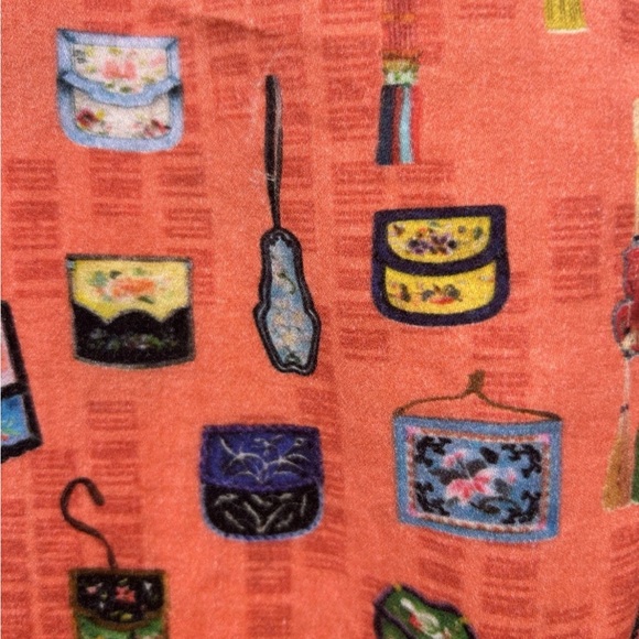 Emily Lovelock Small 4-6  Tiered Maxi Skirt Side Tie Asian Theme Print EC‎ - Picture 3 of 6